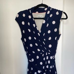 Eliza J Polka Dot Dress Navy